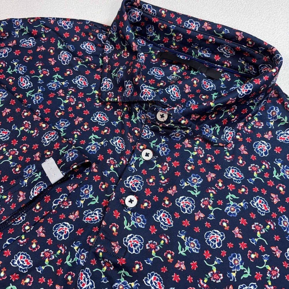 RLX Ralph Lauren Navy Floral Print Polo